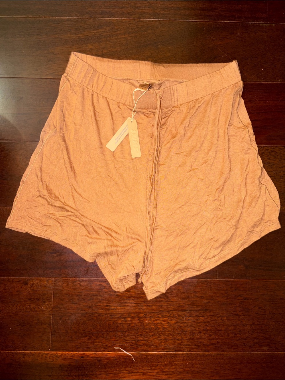 Skims High-Waist Linen-Blend Shorts in Dusty Rose